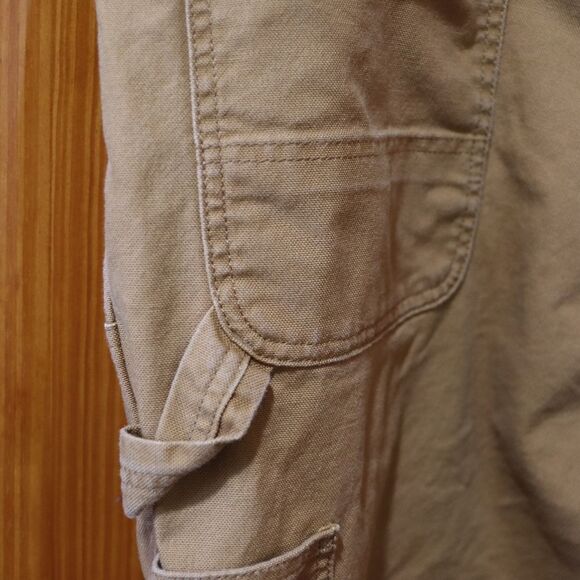 Carhartt Mens Tan Cargo Canvas Work Pants 42 x 32 Relaxed Fit Rugged Flex Jeans - Picture 3 of 15